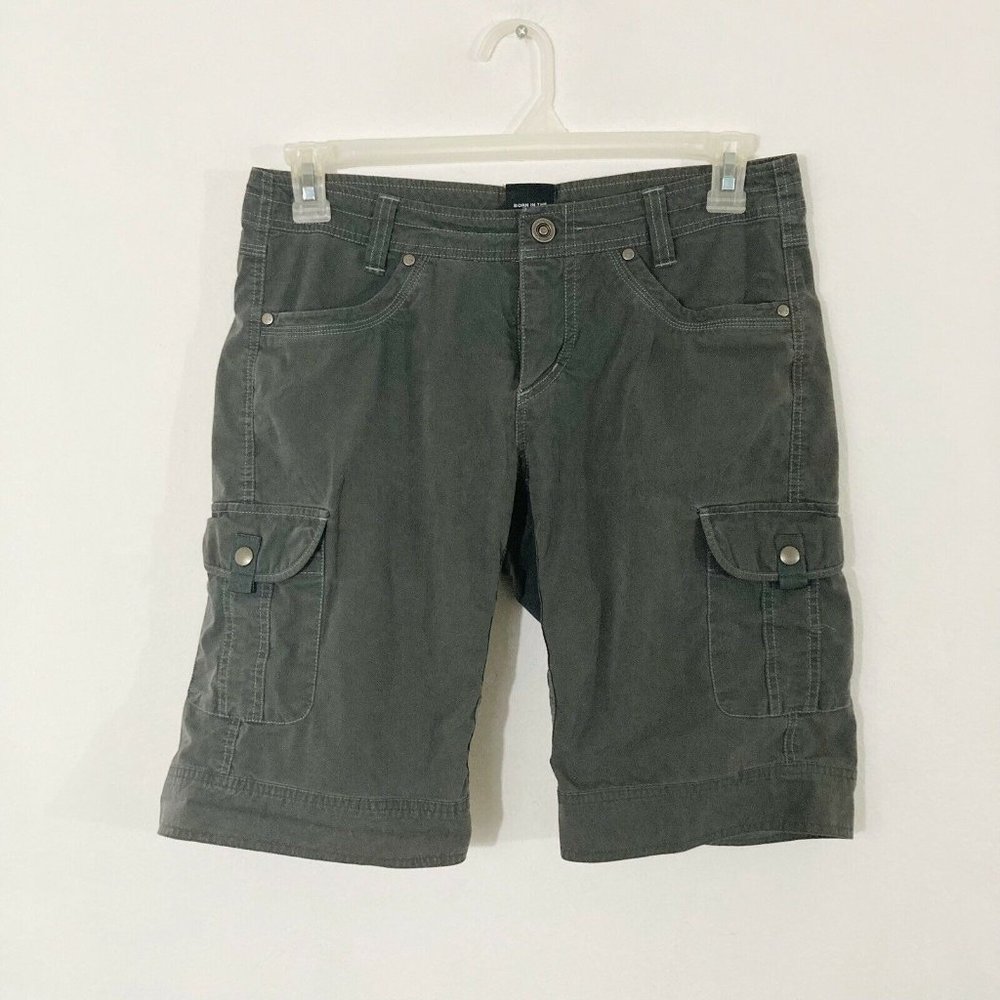 Kuhl Splash Cargo Shorts Women's Size 8 Vintage Patina Dye Olive Green Bermuda